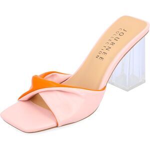 Journee collection size 7 style name Aylia. 3 inch block heel. Orange/pink color